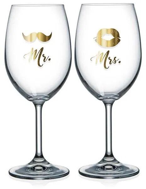 Nekupto Párové sklenice na víno Mr. / Mrs.