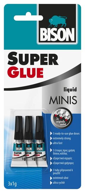Bison Sekundové lepidlo BISON SUPER GLUE MINIS, 3x 1g