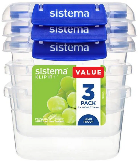 Sada krabiček na potraviny Sistema Klip It Plus 400 ml, 3 ks