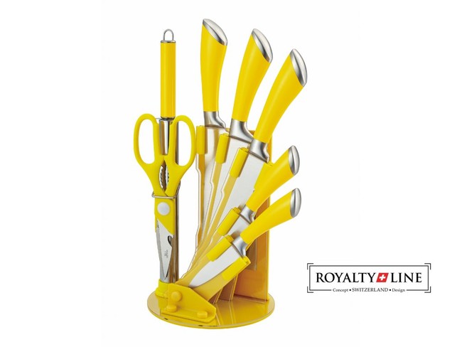 Royalty Line 8-dílná sada ocelových nožů, nůžek a ocílky RL-KSS904