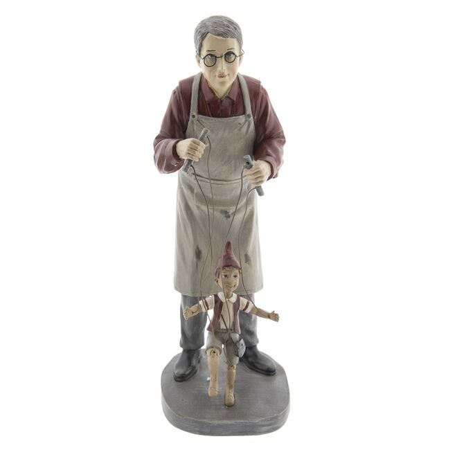 Dekorace muž s loutkou Pinocchio 36 cm