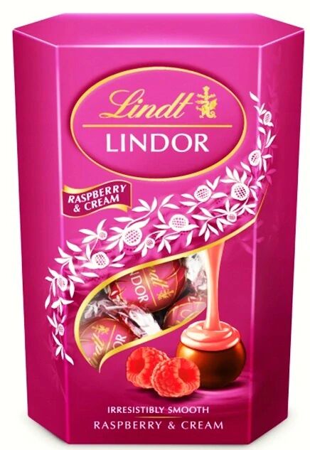 Lindt LINDOR 200 g - RŮŽOVÁ MALINOVÁ