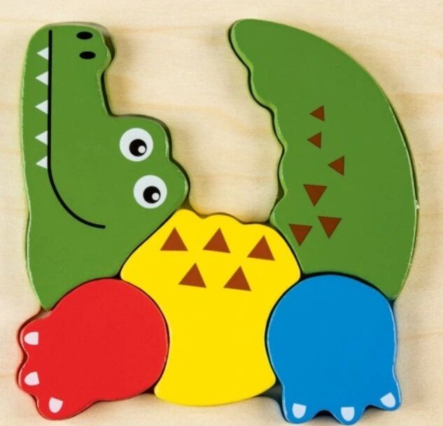 Playtive Dřevěné puzzle 2D Krokodýl