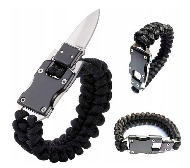 Paracord náramek černý nastavitelný