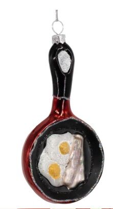 Vánoční ozdoba pánvička s vajíčkem a slaninou