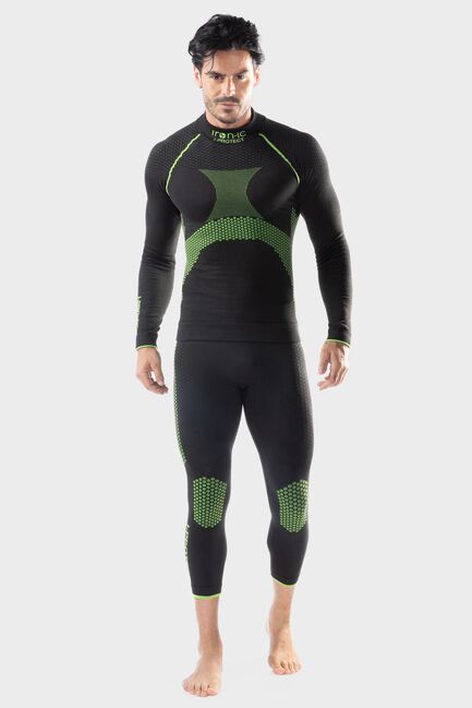 Iron-ic Lyžařské triko s certifikací proti prořezu hranami lyží při pádu Barva: Black/Green, Velikost: S/M