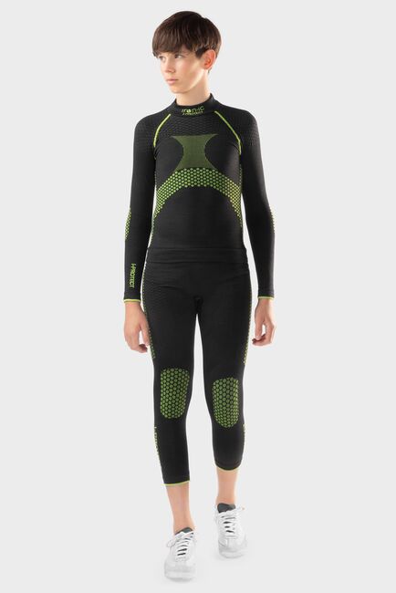 Iron-ic Dětské lyžařské triko s certifikací proti prořezu hranami lyží při pádu Barva: Black/Green, Velikost: 12/14