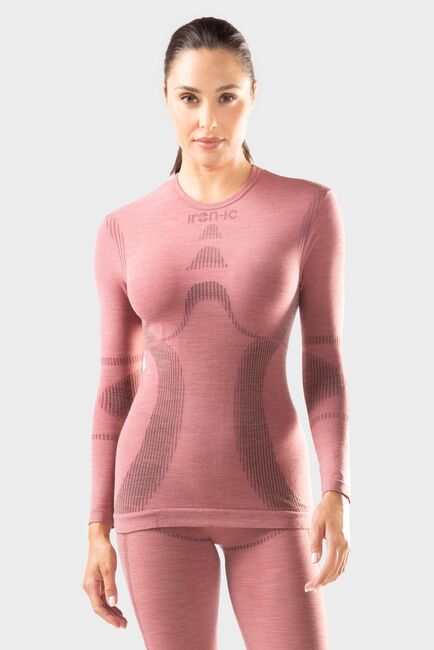 Iron-ic Dámské Merino triko s dlouhým rukávem v provedení Thermic z řady Performance Barva: Rose melange, Velikost: L/XL