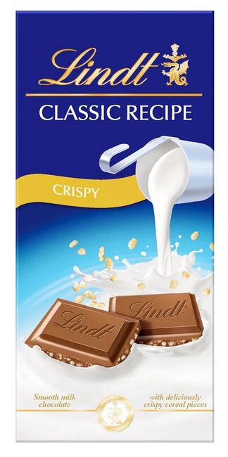 Lindt CLASSIC RECIPE Milk Chocolate Crispy, 100 g