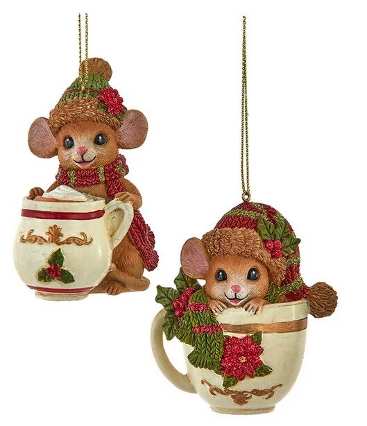 Kurt Adler Vánoční ozdoba Myš v hrnku 1ks