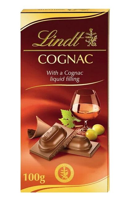 Lindt Mléčná čokoláda s koňakovou náplní, 100 g