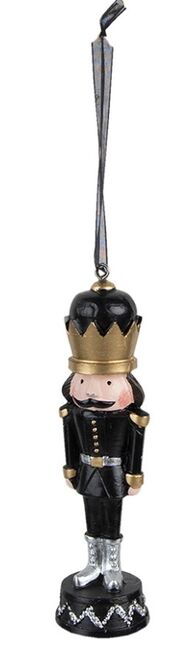 Závěsná dekorace Louskáček v černém obleku - 3*3*12 cm