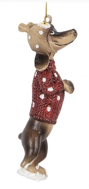 Závěsná dekorace jezevčík ve svetříku 10 cm