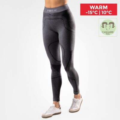 Iron-ic Dámské kašmírové legíny WARM do mrazu Barva: Black/Grey, Velikost: M/L
