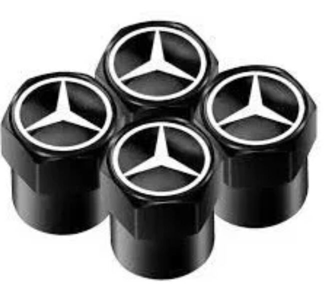 Krytky ventilků hranaté černé hvězda Mercedes