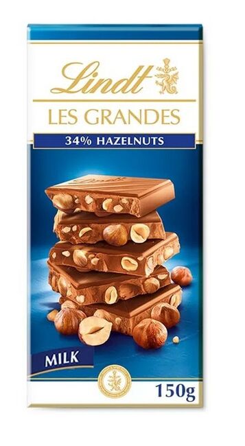 Lindt LINDT Les Grandes Mléčná Čokoláda S Celými Lískovými Jádry 150 g