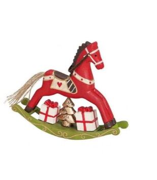 Dekorace - houpací kůň červený
