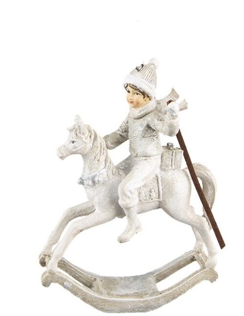 Vánoční dekorace chlapec na houpacím koníkovi - 14*7*20