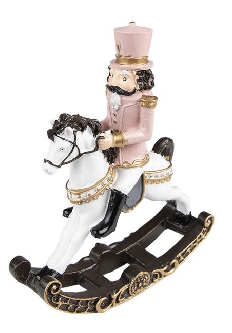 Dekorace Louskáček na houpacím koni 15x5x18 cm růžová