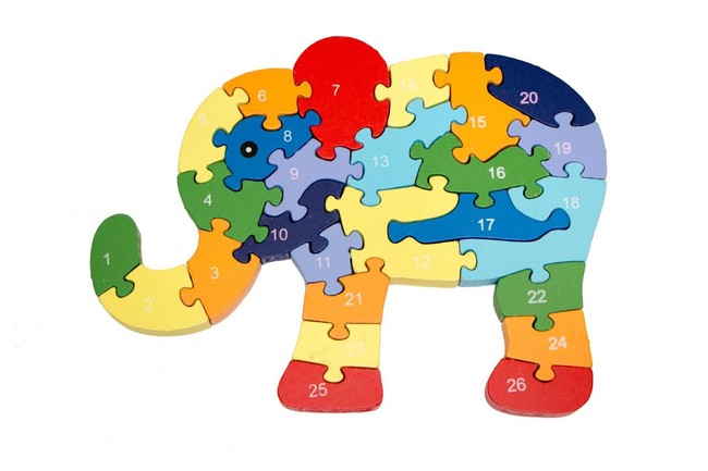 Highlife Vzdělávací dřevěné puzzle - Slon indický