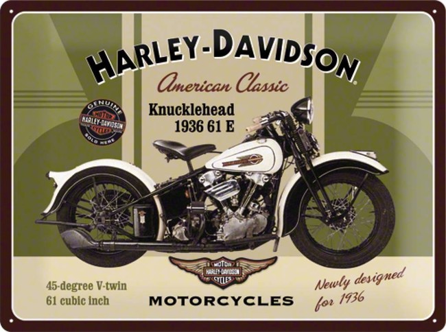 Harley Davidson Plechová cedule Harley Davidson Knucklehead 1936