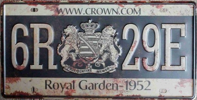 Retro Plechová cedule Royal Garden 1952