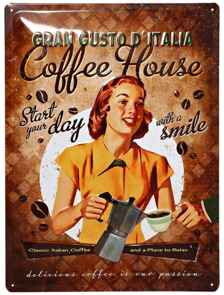Nostalgic Art Plechová cedule – Coffee House Lady