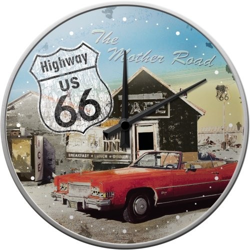 Nostalgic Art Nástěnné hodiny - Route 66 Red Car