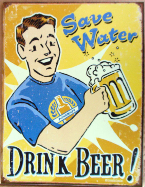 Retro Plechová cedule Save Water Drink Beer