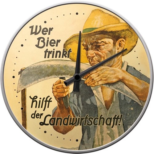 Nostalgic Art Nástěnné hodiny-Wer Bier Trinkt