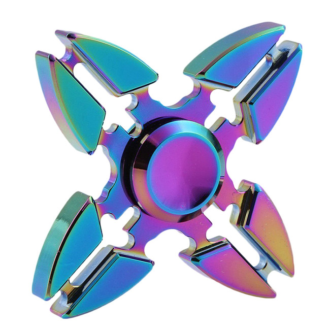 Kovový Fidget Spinner Icarus  Shuriken Four Rainbow