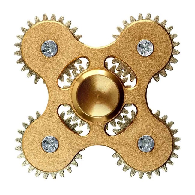 Kovový Fidget Spinner ozubené kola 5 kříž zlatý