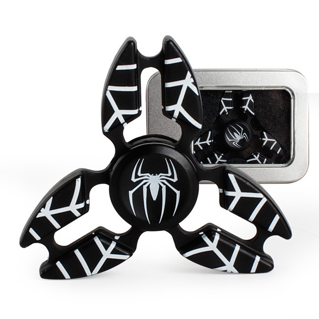 Kovový Fidget Spinner Shuriken Spider Man černý