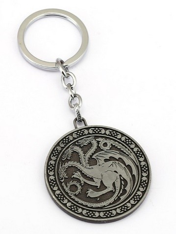 Game of Thrones Přívěsek na klíče Hra o trůny kulatý stříbrný Targaryen