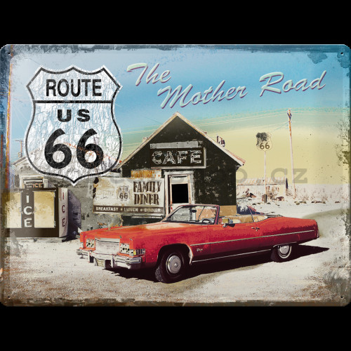 Nostalgic Art Plechová cedule - Route 66 /Red car/