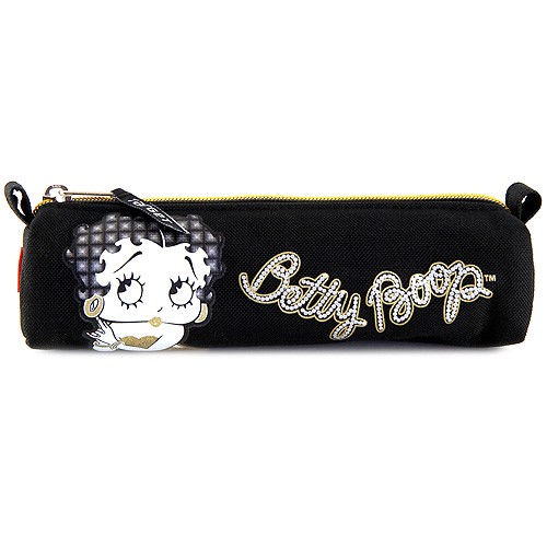 Betty Boop Školní penál Betty Boop oválný, černý se zlatým zipem
