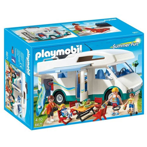 Playmobil Rodinný obytný vůz Playmobil Prázdniny - karavan a 4 panáčci s doplňky, 93 dílků