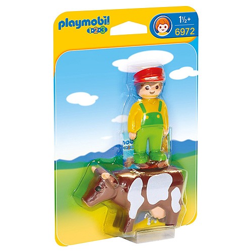 Playmobil Farmář s kravičkou Playmobil 1.2.3, 2 ks