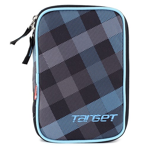 Target Školní penál s náplní Target jednopatrový, černo/modrý