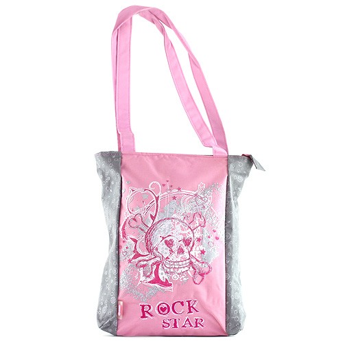 Target Nákupní taška Target šedá s růžovým motivem Rock Star