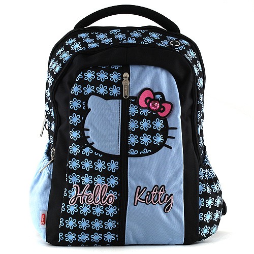 Hello Kitty Školní batoh Hello Kitty modrý, motiv květin