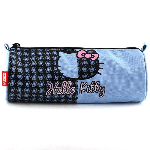 Hello Kitty Školní penál Hello Kitty modrý, motiv květin
