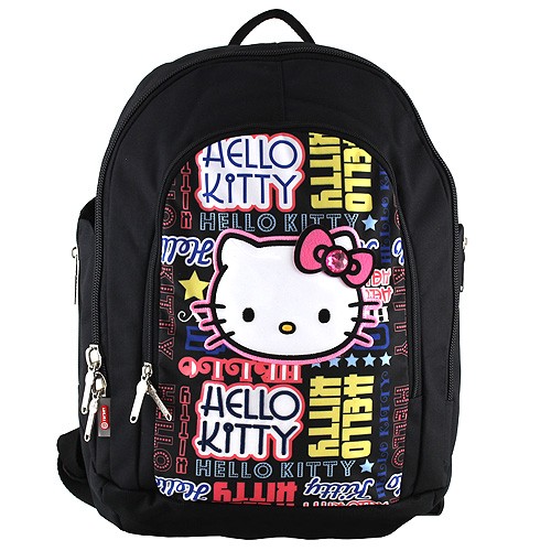 Hello Kitty Školní batoh Hello Kitty černý s nápisy
