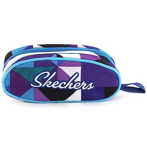 Skechers Školní pená bez nápln Skechers fialovo/modrý s trojúhelníkovým motivem a bílým nápisem Skec