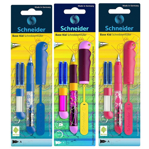 Schneider Inkoustové pero Schneider Base Kid, pro leváky, 2 náplně, 3 druhy
