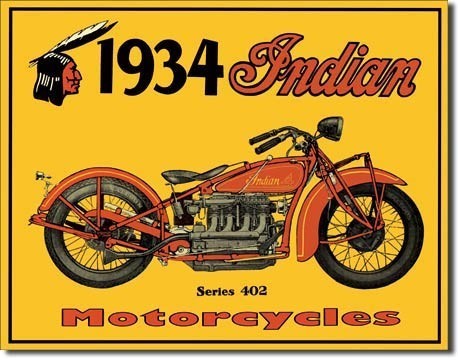 Retro Plechová cedule 1934 Indian Motorcycles