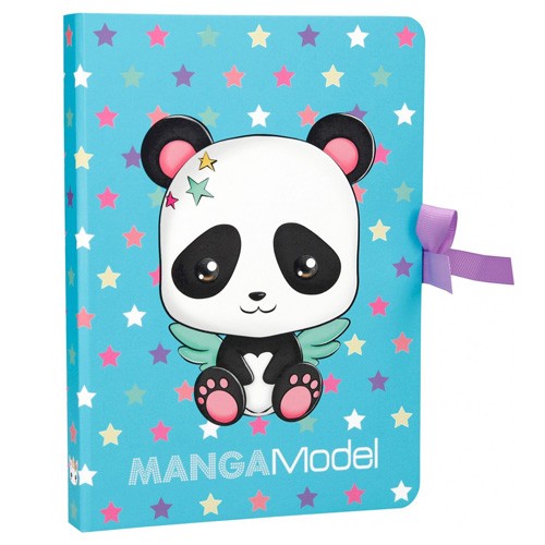Manga Model Zápisník s bločky Manga Model Panda, modrý s hvězdičkami