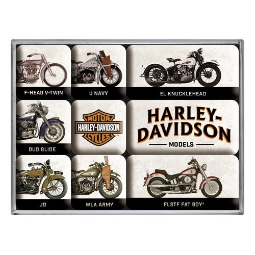 Nostalgic Art Sada magnetů Vintage Retro Harley Davidson Model Chart Set
