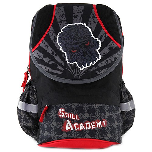 Target Školní batoh Target Skull Academy, červené zipy