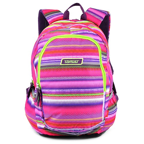 Target Studentský batoh Target Barevné pruhy, růžovo-zelený